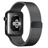 Apple Watch Band , Swees 38mm Milanese Loop Stainless Steel Bracelet Strap Replacement Wrist Band with Unique Magnet Lock for Apple Watch Series 2 (2016) / Series 1, No Buckle Needed, Black
