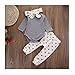 Efaster Cute Baby Boys Girls Bronze Love Trousers Romper Pants Headband 3PC Suit