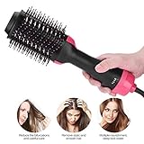 One Step Hair Dryer & Volumizer,Hot Air Brush Styler and Dryer 3-in-1 Negative Ion Straightener&Curly Brush Hair Dryer with Comb for All Hair Type with Anti-Scald Feature