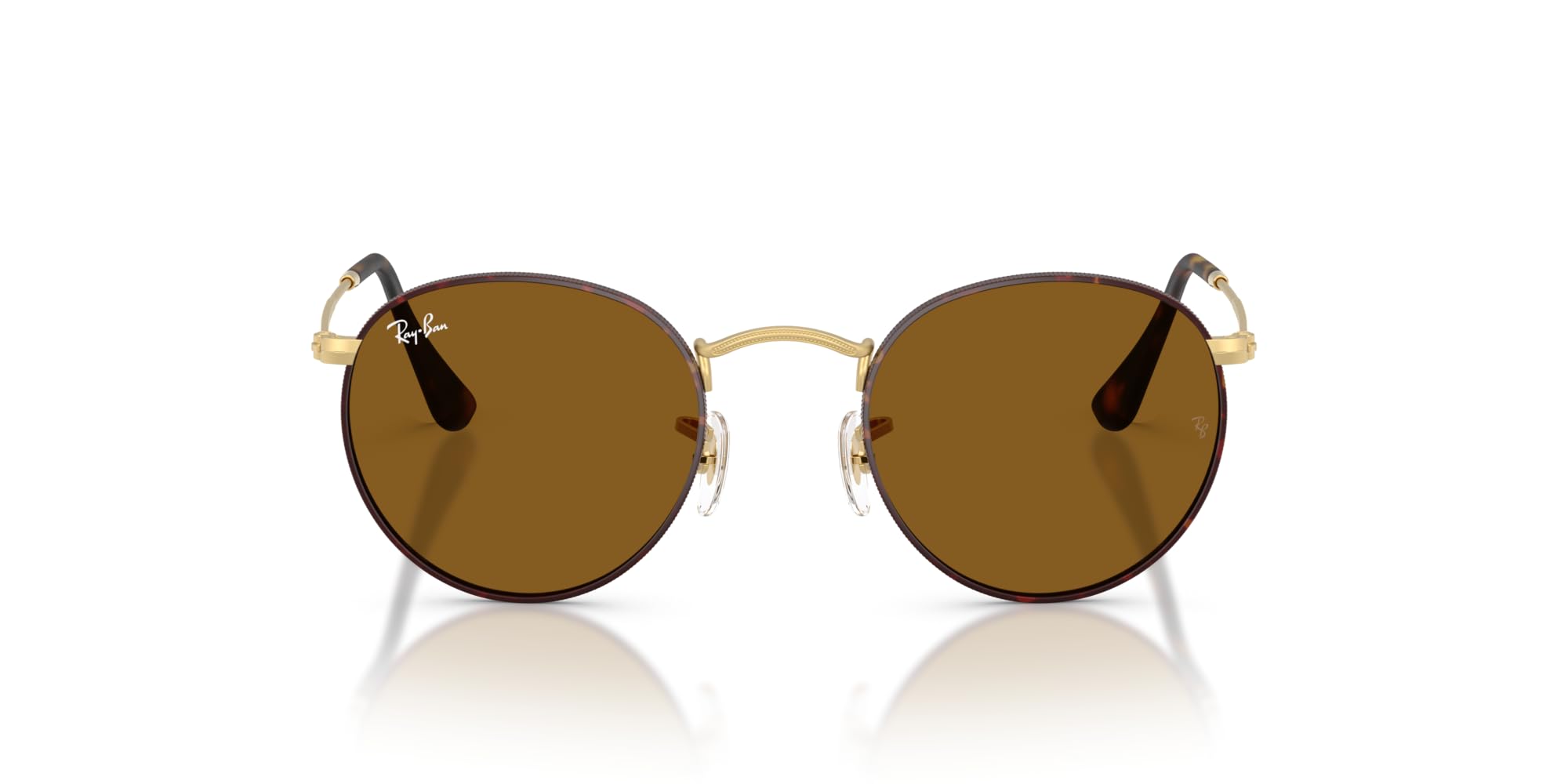 Ray-Ban RB3447 Round Metal Sunglasses, Matte Havana On Matte Gold/Brown, 50 mm Image