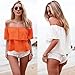 Sunward Sexy Women Off Shoulder Ruffled Low-cut Strapless Shirt Blouse Crop Tops