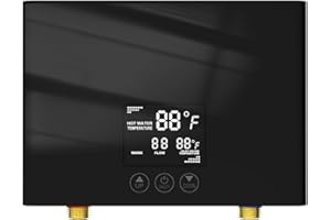 ANTUONY 110V Tankless Water Heater Electric with Remote, 3000W On Demand Under Sink Hot Water Heater Electric 110V with LED Display - Automatic Control System - Fault Self-Test Function (3000 Black)