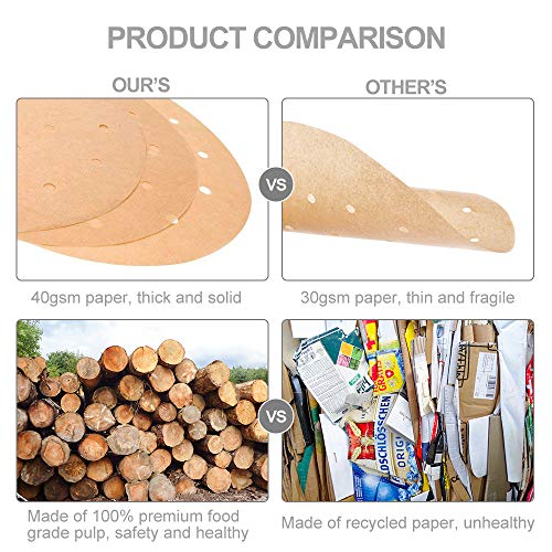 100pcs Air Fryer Liners, BESEGO 7inch Bamboo Steamer Liners, Premium Perforated Parchment Steaming Papers, Non-stick Steamer Mat, Perfect for 3.4~3.7 QT Air Fryers/Baking/Cooking/Steaming - Thumbnail 5