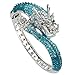 EVER FAITH Women's Austrian Crystal Cool Animal Fly Dragon Bangle Bracelet Blue Silver-Tone
