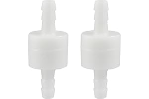 LITOEXPE 1/4" One Way Inline Check Valve 2 Pcs, Non Return Ozone Resistance PVDF Plastic One-Way Fuel Oil Water Gas Pump Air Check Valve