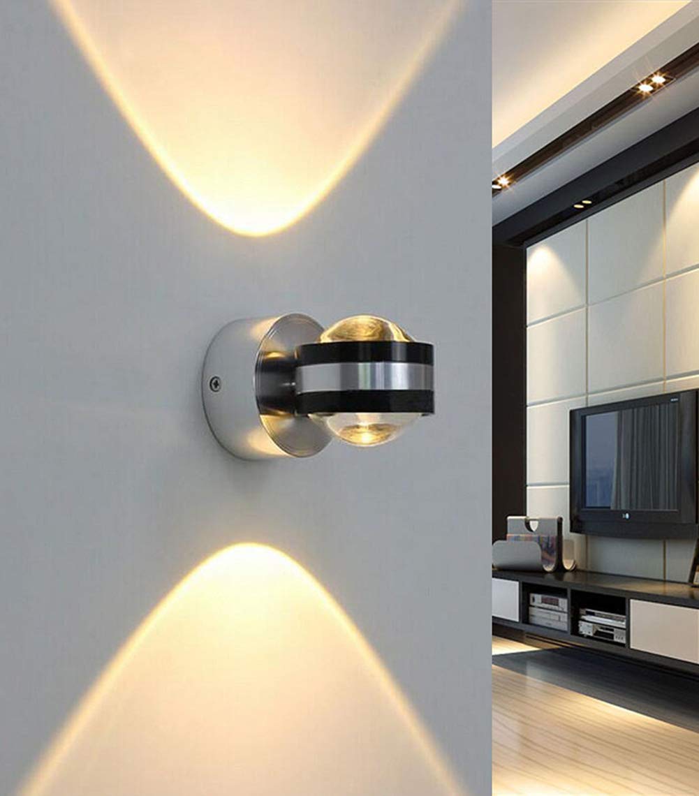 KRUIHAN 6W LED Wall Light Up Down - Indoor Effect Sconce Aluminum Fixture Lighting for Hallway Bedroom Bedside Home Loft Living Room Warm White