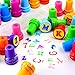 ZEHONG Colorful Self Inking Stamps Plastic Alphabet and Number Stamps Set for Children Party Favor, School Prizes, Birthday Gift, Learn Props