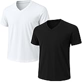 2-Pack Bulk Men’s V-Neck T-Shirts – Soft Pre-Shrunk Premium Cotton, Short Sleeves, Reinforced Collar, Crew Neck, Casual Fit