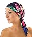 Ashford & Brooks Women's Pretied Fitted Headscarf Chemo Bandana - Blue/Pink Tropical Fronds
