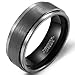 MNH Men's 8mm Tungsten Carbide Wedding Band Brushed Matte Finish Beveled Polished Black Rings Size 10