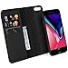 iPhone 7 8 Plus Wallet Case ZOVER Detachable Genuine Leather Luxury Series Support Wireless Charging Magnetic Car Mount Holder Kickstand Feature Card Slots Magnetic Closure Gift Box Black