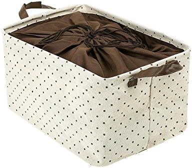 Zonyon Nursery Hamper, 15'' Collapsible Fabric Baby Storage Bin Organizer,Container Box,Basket,Toy Chest for Kids, Clothes,Entryway,Bedroom with Drawstring,Dustproof,Beige