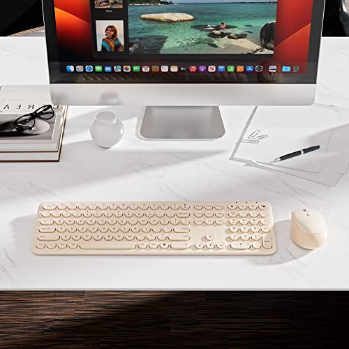 Wireless Keyboard Mouse Combo 2.4Ghz Aesthetic Quiet Keyboard and