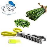 Herb Scissors Multipurpose Kitchen Shears Stainless Steel 5 Blade with Cleaning Brush Chuzy Chef