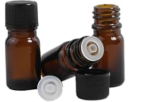 MOLLENSIUER 10Pcs 5ml Amber Glass Essential Oil Sample Bottles Vials With Orifice and Cap for Perfume Aromatherapy Container