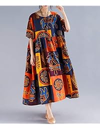 ELLAZHU - Vestido de verano para mujer, talla grande, con impresión de Maxi Vestidos GA1400 A, Suave, talla única
