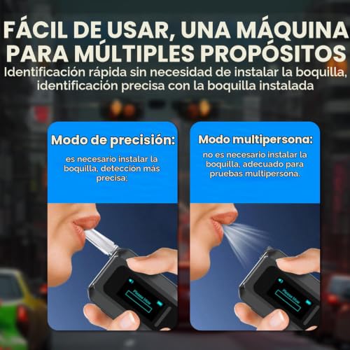 Homcoice Police Breathalyser with 10 Nozzles, Portable Approved Ethylometer with Electrochemical Sensor and USB Rechargeable, Professional Precision Alcoholemia Test for Home/Car Use
