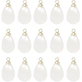Honbay 60PCS Fashion Pearl Charms: Waterdrop Shaped Faux Pearl Pendants for Earring Necklace Bracelet Keychain Crafts Making