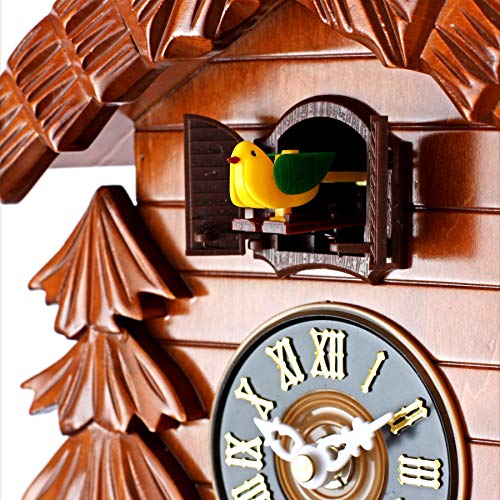 Polaris Clocks Cuckoo Clock with Bird, Pendulum and Weights (Cherry)