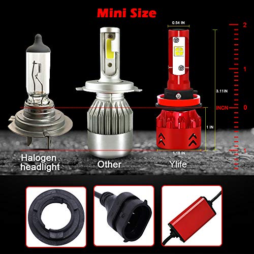 Ylife H11 H8 H9 LED Car Headlight Bulbs, 9600LM 6000K Head Lights with CREE XHP50 LED Chip, Head Lamp Conversion Kit for Car Vehicles Truck
