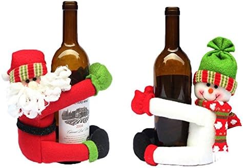 Christmas Household Ornament, 2pcs Cute Santa Claus & Snowman Doll Wine Bottle Hold Cover Party Christmas Table Decoration for Xmas Home Party Dinning Ornaments