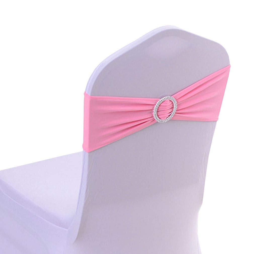 JK Home Stretch Spandex Chair Covers Sashes Bands With Buckle Slider, Elastic Soft Bows For Wedding Home Hotel Party Banquet Birthday Event Reception Dark Pink 10pcs