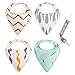 GAGAKU 4 Pack Cotton Baby Bandana Bib Set with Adjustable Snaps + 1 Pacifier Clip