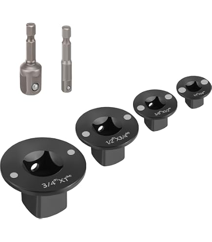 4-Piece Low Profile Impact Socket Adapter Set – Drive Reducers: 3/4 To 1, 1/2 To 3/4, 1/2 To 3/8, 1/4 To 3/8, Cr-Mo Steel