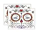 DaLin Floral Day of the Dead Sugar Skull Temporary Face Tattoo Kit for Halloween - Pack of 4 Kits