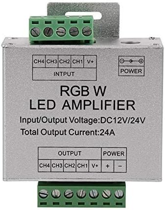 RGBW Amplifier DC12-24V 24A 4 Channel Output Circuit Aluminum Shell Data Amplifier Controller LED Strip, Multicolored - Image 3