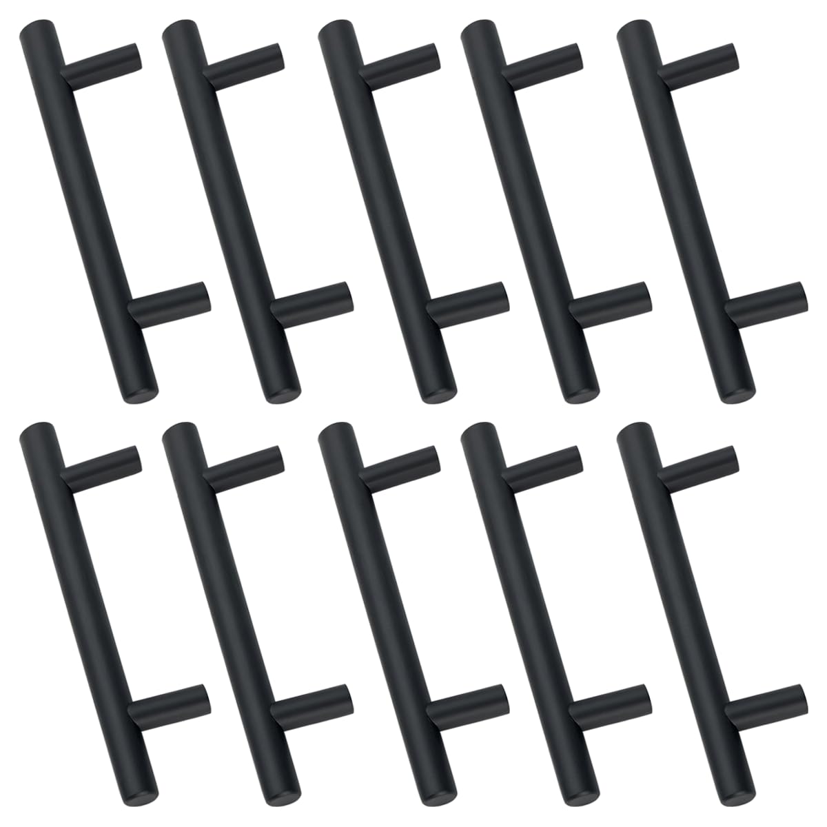 Drenky 10 Pack Kitchen Door Handles, Black Kitchen Cupboard Handles 96mm Hole Centre Stainless Steel Cabinet Handles Drawer Pulls with Screws for Wardrobe Cabinet Drawer