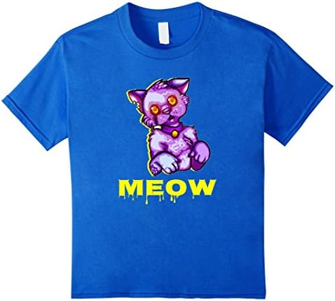 unisex-child Meow Scary Cat Fun Tshirt 12 Royal Blue