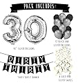 Dirty Thirty - 30th Birthday Party Pack â€“ Black & Silver Happy Birthday Bunting, Poms, and Swirls Pack- Birthday Decorations â€“ 30th Birthday Party Supplies