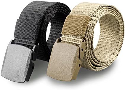 Tactical Pants Belt Military Belt EDC Belt Riggers Duty Webbing Belt for Hunting and Shooting 2Pcs (Khaki + Black)