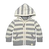 Burt's Bees Baby Baby Organic Hoodie, Heather Grey French Terry Stripe, 3-6 Months