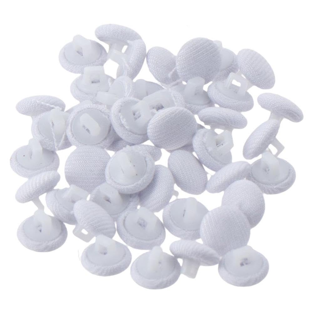 YYlingx 200Pcs Satin Cloth Buttons with Shank White Satin Fabric Cloth Covered Buttons for DIY