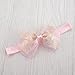 DANMY Baby Elastic Hair Band Lace Bow Headband Flower Hair Accessories（2PCS） (silk(Beige and pink))