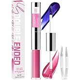 JUAAZIN 2-in-1 Dark Raspberry Lip Stain Peel Off & Hydrating Plumping Lip Oil with Tweezer, of Women Long Lasting Waterproof Peel Off Lip liner Tattoo, Highly Pigmented for All Skin Types 01#