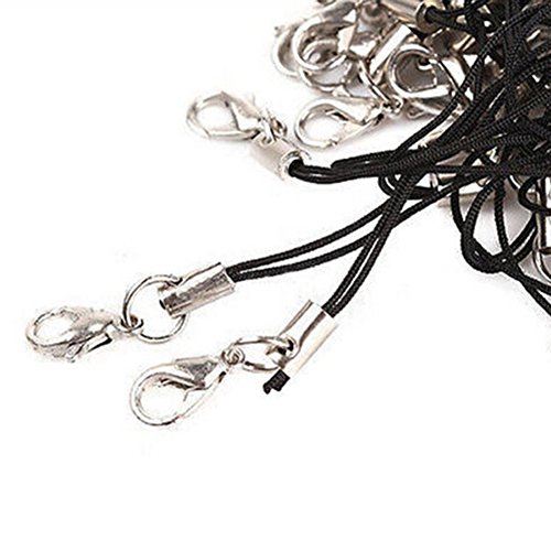 100Pcs Black Cell Phone Lanyard Cords Strap Lariat Mobile Lobster Clasp