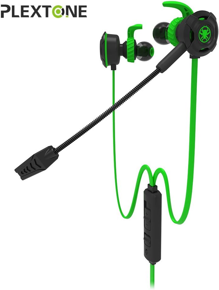 PLEXTON G30 Gaming Headphone in Ear Bass Gamer Headset Pluggable Microphone Noise Cancelling Computer Phone Game Earphone (Green)