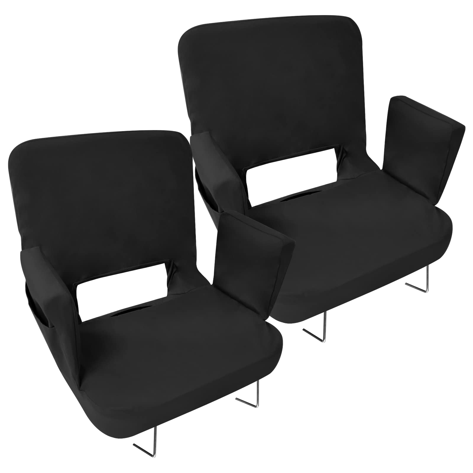 TOPSKY Stadium Seat for Bleachers with Back Support, 3-Position Reclining Stadium Chair with Armrests, Thick Padded Cushion, Foldable Bleacher Seat with Hooks 2-Pack (Black) Image
