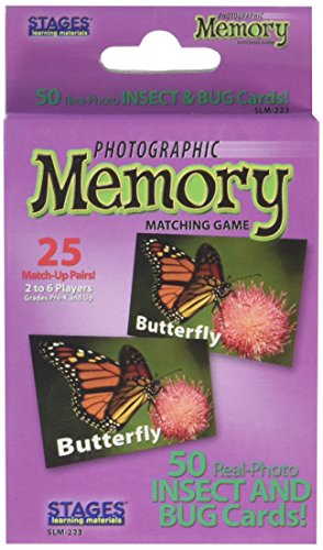 Stages Learning Materials Picture Memory Insects and Bugs Card Game Real Photo Concentration Game for Home, Family, Preschool & Kindergarten Education
