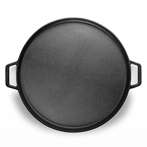Kookantage Seasoned Cast Iron Baking and Pizza Pan, 14 Inch Nonstick Heavy-Duty Cookware