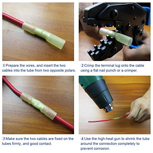 Onite 210pcs Heat Shrink Butt Connectors Terminals, Insulated