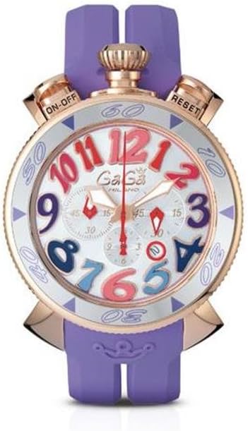Women's 48mm Purple Silicone Band Rose Gold Plated Case Quartz Silver-Tone Dial Watch 6056.9