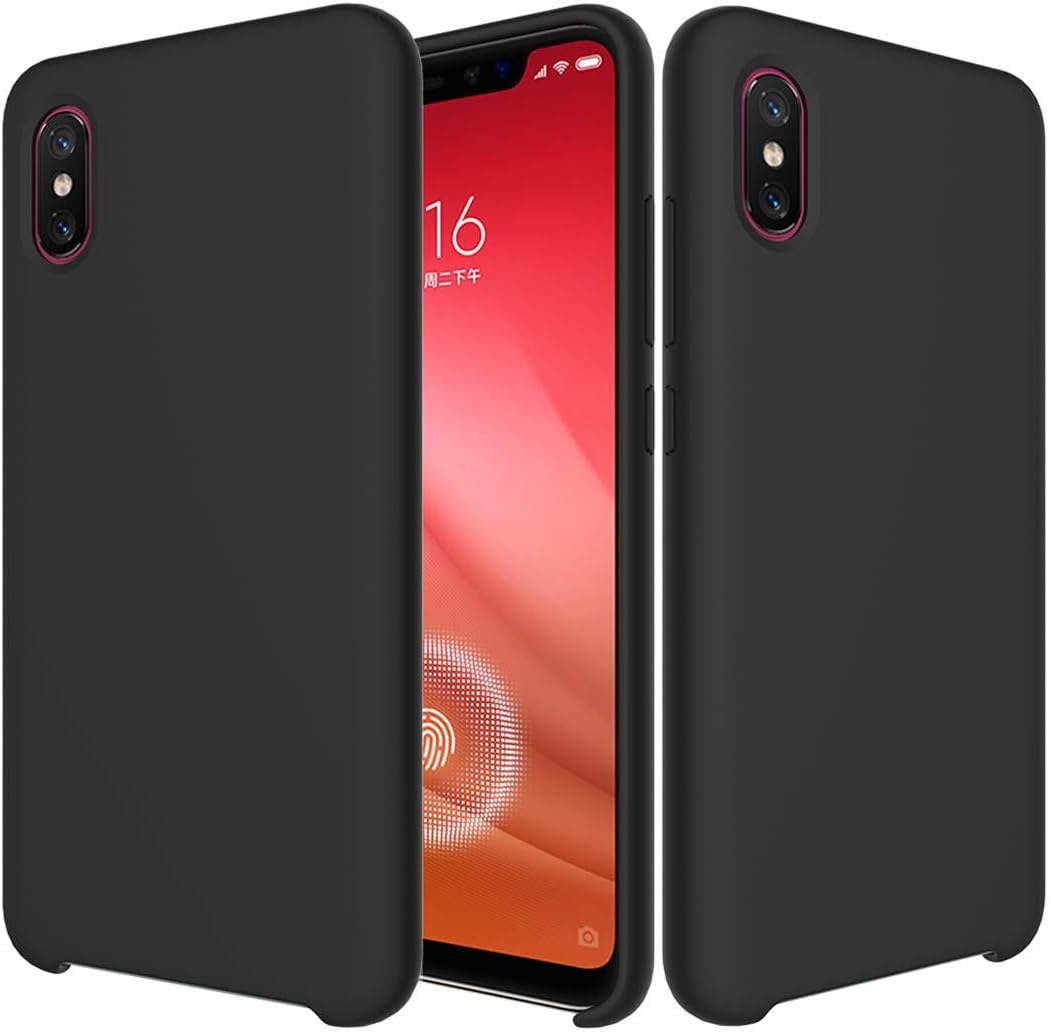 SOGOCOOL Liquid Silicone Gel Rubber for Xiaomi Mi 8 Pro Case, Slim Fit Case with Soft Microfiber Cloth Lining Cushion for Xiaomi Mi 8 Pro (Black)