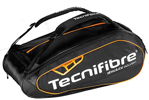 Tecnifibre absolute squash 12 pack racquet bag, black/o…