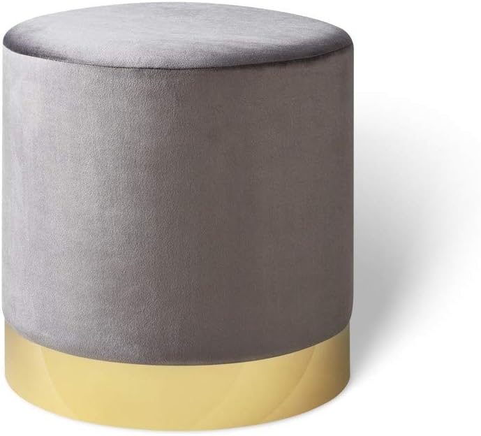 LIFA LIVING 38 cm Belle Runder Samt Pouf für den Innenbereich