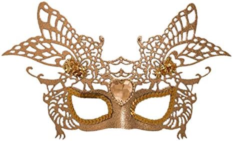 Ladies Glitter Half Face Masquerade Ball Mask- Glitter/ Diamante/ Sequin- Christmas, New Year, Party Glitter Masquerade Mask with Gem- Many Colours Available (Champagne)