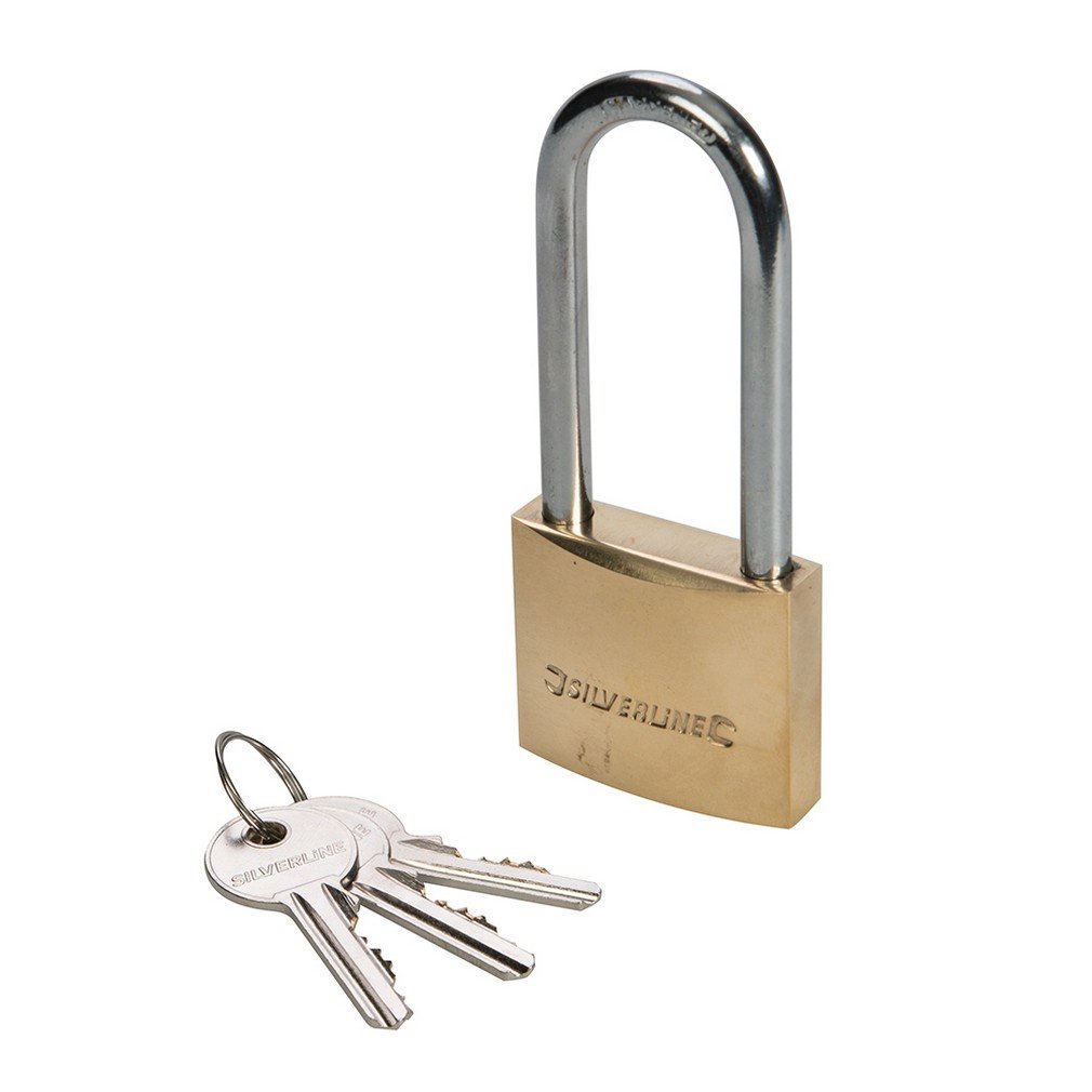 Silverline MSS03L Brass Padlock Long Shackle 40 mm